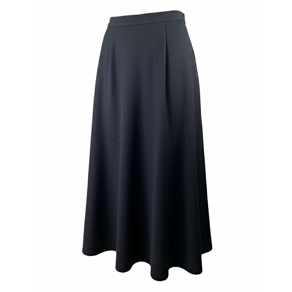 Vintage Evan-Picone Womens Navy Blue Wool Pleated A-Line Midi Skirt Size 14 USA